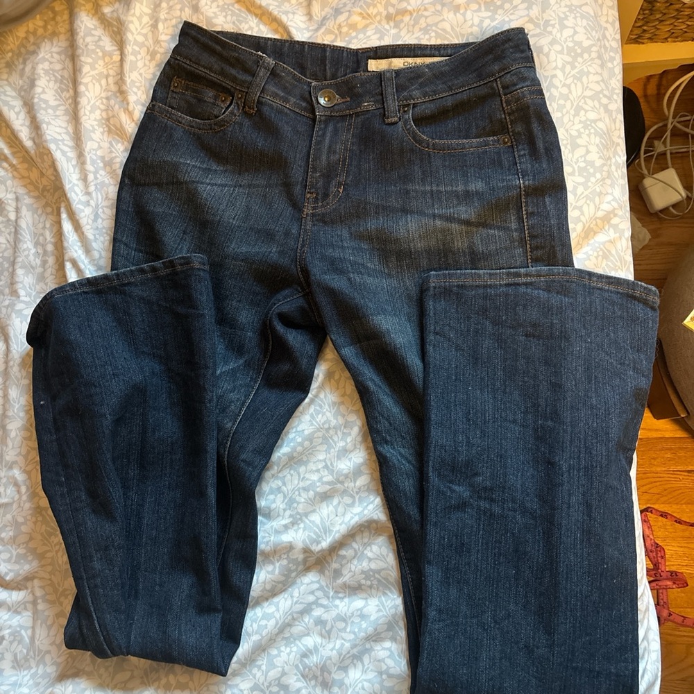 DKNY Women's Dark Indigo Straight Leg Jeans